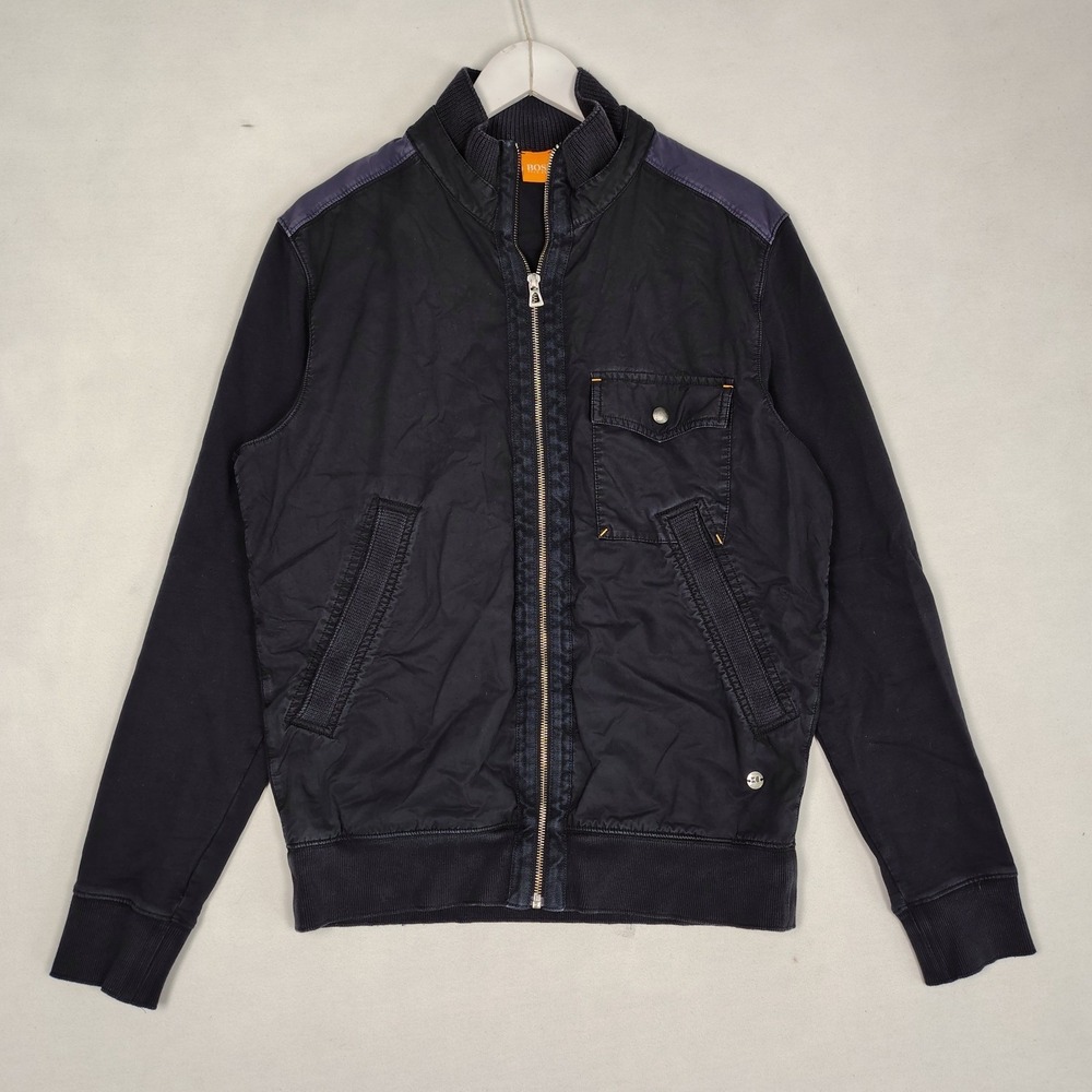 Hugo Boss Orange Zidane Full Zip Jacket Mens Medium Navy Black Mixed Media Mock
